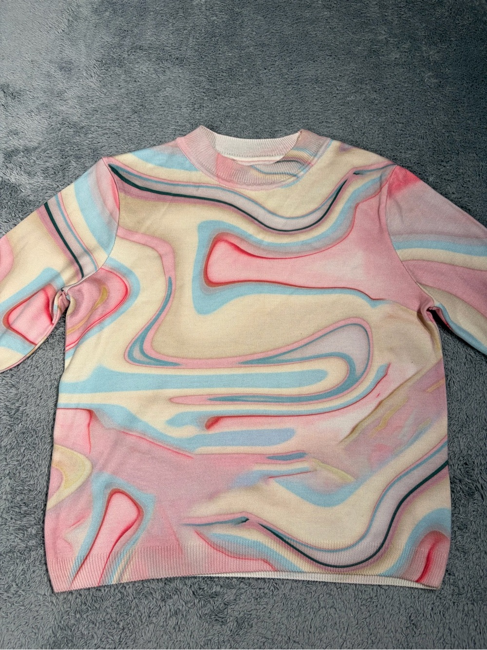 By Anthropologie printer Pastel Swirl Short-Sleeve Knit Top medium - Picture 6 of 12